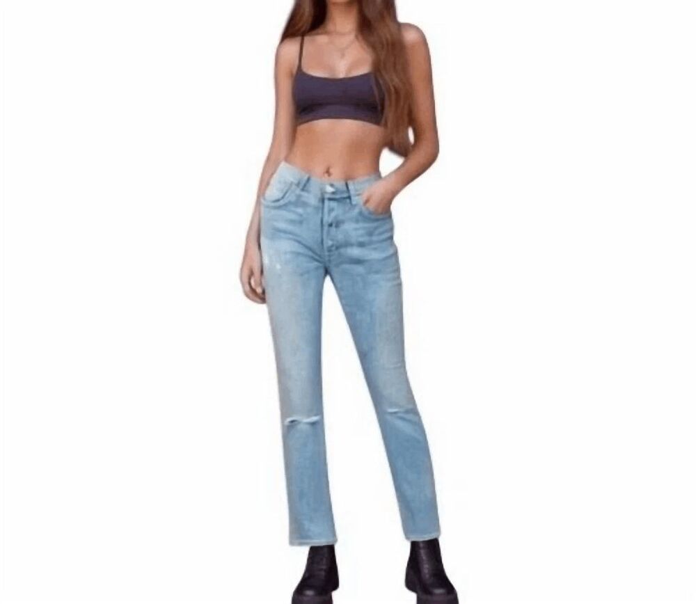 Daily Blue Dust Blue Distressed Denim Hype Cropped Jeans Women's Size 27